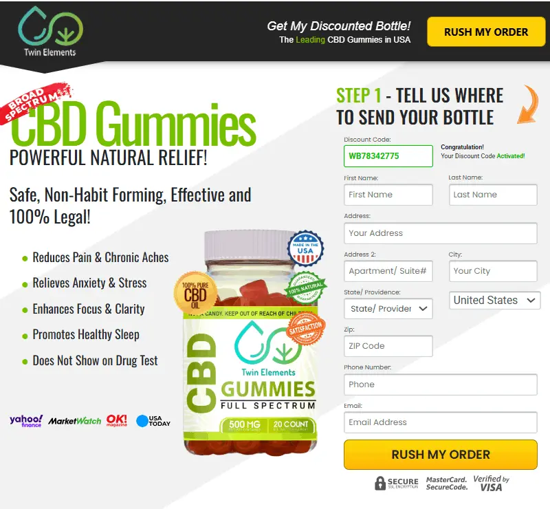 Twin Elements CBD Checkout Page
